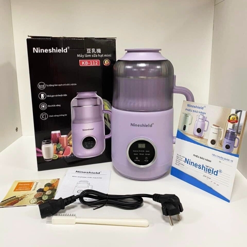 [TẶNG SÁCH CÔNG THỨC] Máy làm sữa hạt Nineshield KB- 112 - Nắp chống ổn - Lưỡi dao 8 cánh - Máy nấu sữa hạt Nineshield - Máy xay sinh tố đa năng