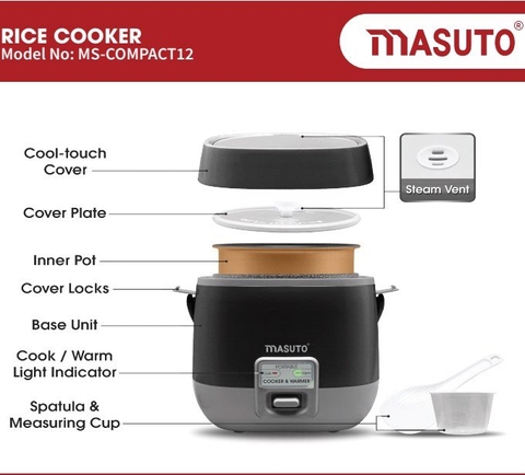 Nồi cơm điện Mini Masuto MS- Compact12, dung tích 0.8L