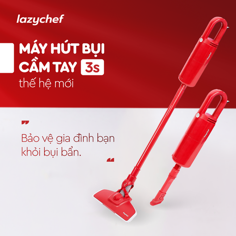 Máy Hút Bụi Cầm Tay 3S Thế Hệ Mới Lazychef - 3 Chi Tiết - Tháo Lắp 3 Giây