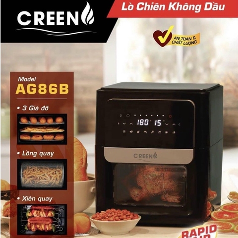 Nồi chiên không dầu CREEN - AG86B 12L điều khiển điện tử sang trọng