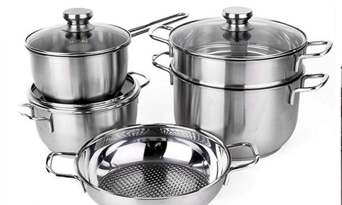 Bộ nồi inox Fivestar FS08CG1 nắp kính