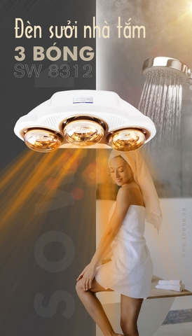 Đèn sưởi nhà tắm 3 bóng Sowun SW8312