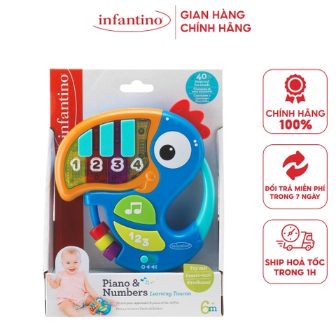 Đồ Chơi Hình Chú Vẹt Phát Nhạc INFANTINO Piano & Numbers Learning Toucan Dành Cho Bé Giúp Phát Triển Giác Quan
