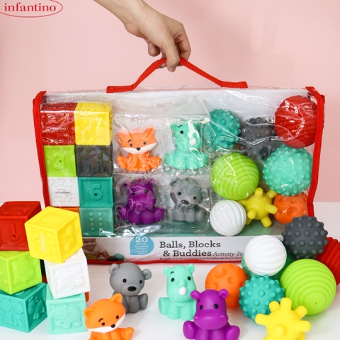 Đồ Chơi Tập Cầm Nắm Cho Bé INFANTINO - Set Đồ Chơi Khám Phá, Phát Triển Giác Quan Chất Liệu Nhựa ABS An Toàn Khi Sử Dụng