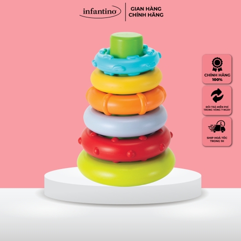 Đồ Chơi Tháp Xếp Chồng Infantino Vòng Tròn Nhiều Màu Sắc Cho Bé Giúp Kích Thích Thị Giác Bằng Nhựa ABS Cao Cấp An Toàn