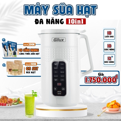 Máy làm sữa hạt Gilux GLN79 -10 chức năng TẶNG Sách Công Thức Sữa Hạt, máy xay nấu bảo hành 12 tháng