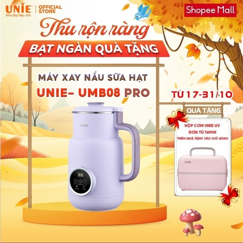 Máy làm sữa hạt Unie UMB08 PRO - Nắp INOX 304 cải tiến,dung tích 600ml,đa năng xay nấu