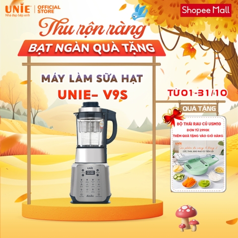 Máy làm sữa hạt Unie V9S, công suất 1800W, dung tích 1.75L, tự làm sạch cối thủy tinh, hàng cao cấp bảo hành 24 tháng