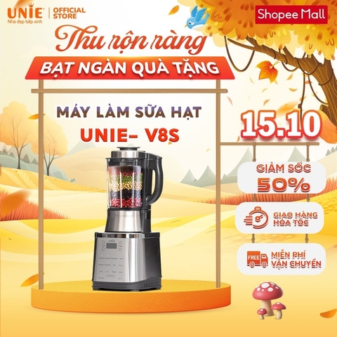 Máy xay nấu sữa hạt UNIE V8S công suất 1800W, dung tích 1.75L