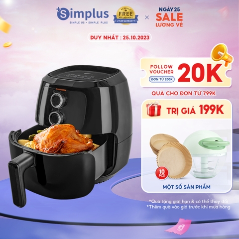 Nồi chiên không dầu Simplus dung tích lớn 5L KQZG008 - Bảo Hành 1 Năm 1 Đổi 1