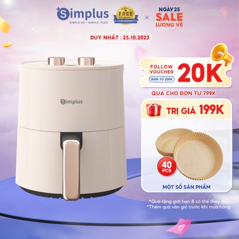Nồi chiên không dầu Simplus KQZG007 Oil-Free Air Fryers Dung Tích lớn 4L - Bảo Hành 1 Năm 1 Đổi 1