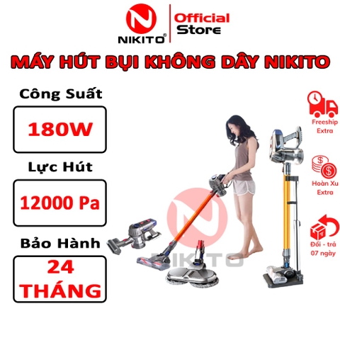 Máy Hút Bụi Cầm Tay Không Dây NIKITO Lau Siêu Sạch Pin Bền Nhập Khẩu