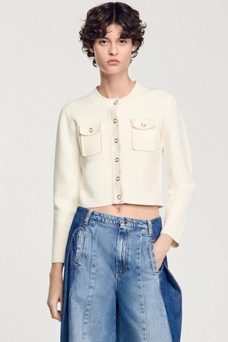Cardigan SANDRO kem túi ngực