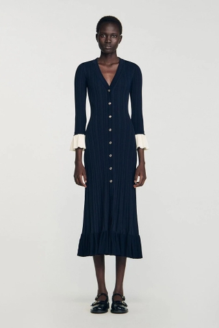 Váy SANDRO dáng dài cải trắng 2 màu