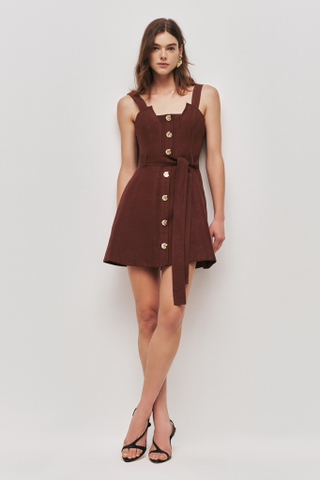 Váy AJE 2 dây nâu dáng ngắn