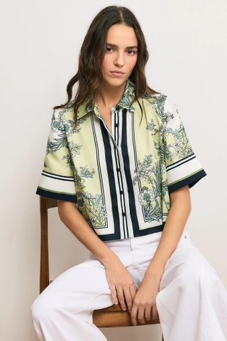 Sơ mi lụa VERONICA BEARD tay lỡ họa tiết hoa