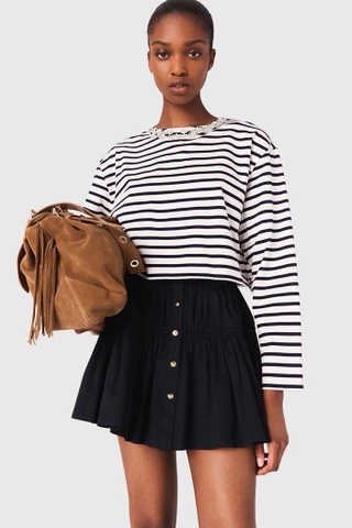 Áo MAJE kẻ cổ đính đá