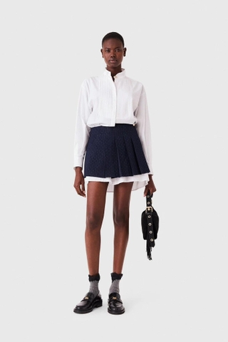 Váy sơ mi MAJE trắng kèm chân váy navy 2in1