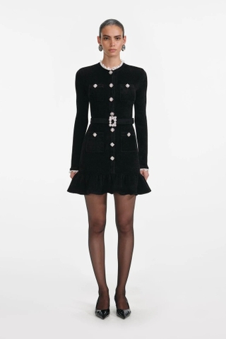 Váy SELF PORTRAIT đen len nhung ngắn