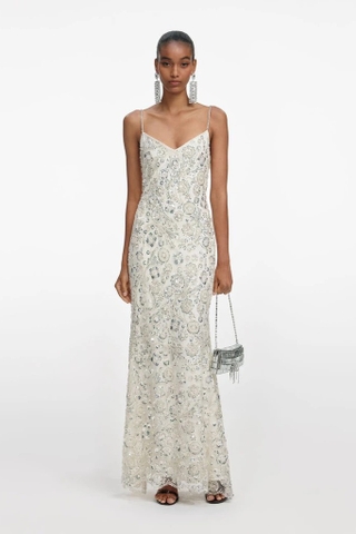 Váy SELF PORTRAIT 2 dây đính cườm dáng dài