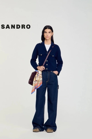 Áo khoác SANDRO navy cổ bẻ