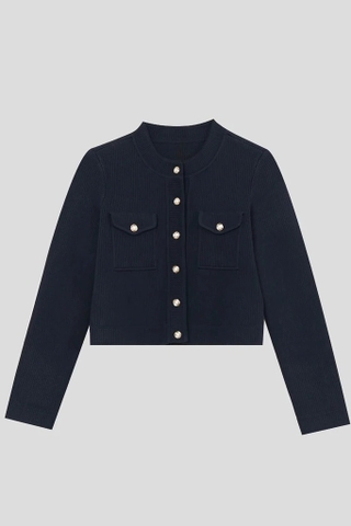 Cardigan SANDRO navy túi ngực