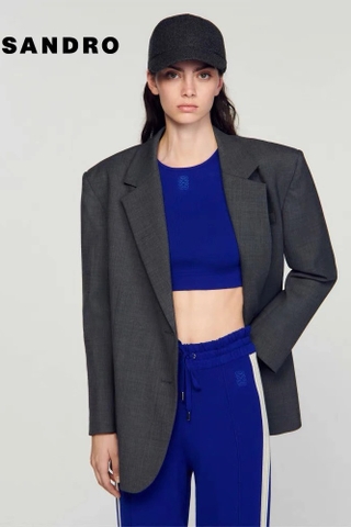 Set Sandro áo sát nách+ quần xanh sọc trắng