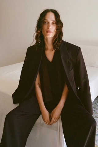 Blazer ZARA nâu kẻ