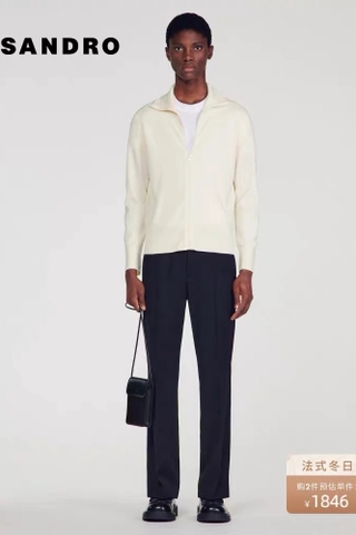 Áo len Sandro kem cổ bẻ
