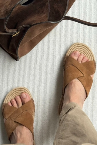 Dép ZEGNA cói quai nâu