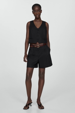 Quần sooc MANGO đen xếp ly fullmoc