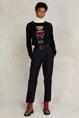 Áo len RALPH LAUREN đen gấu hoạ tiết đỏ