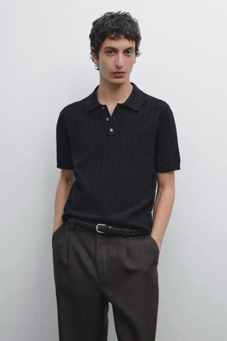 Polo MASSIMO DUTTI len navy