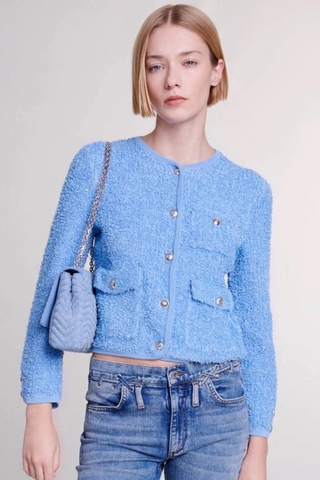 Cardigan MAJE xanh khuy vàng