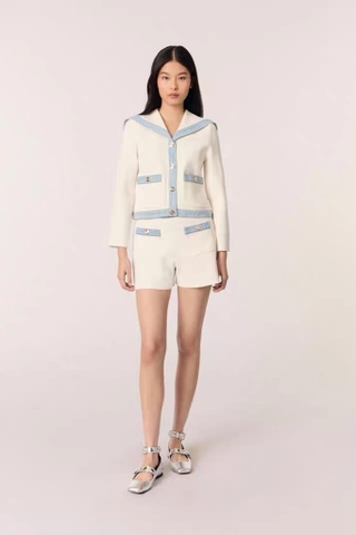 Áo khoác MAJE trắng cải jeans cổ bẻ ( Có set )