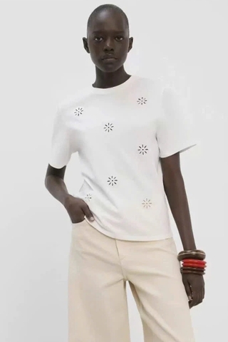 Tshirt MANGO hoa nổi 2 màu