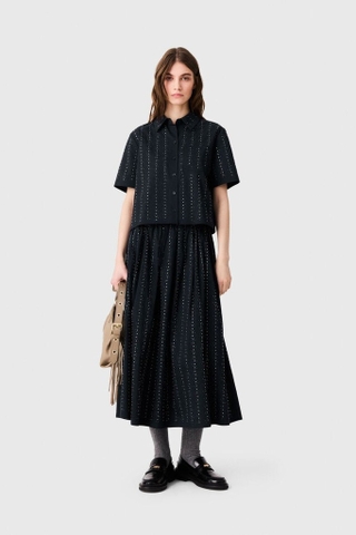 Sơ mi MAJE navy đá cộc tay ( có set)