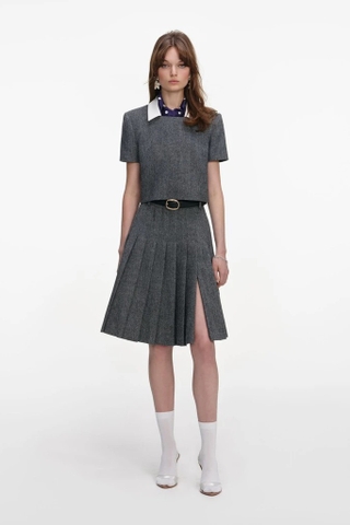 Áo khoác SELF PORTRAIT dạ ghi kèm khăn (có set)