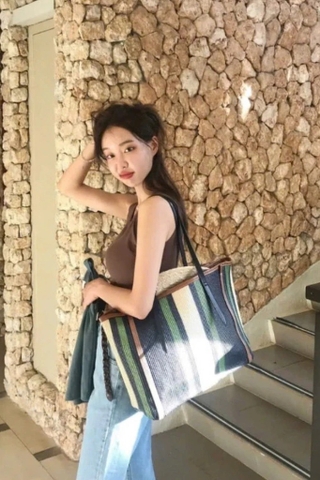 Túi cói tote ZARA 2 màu