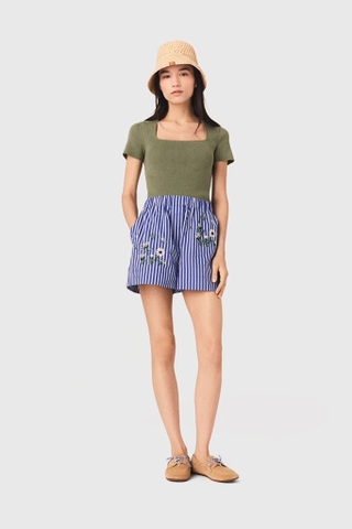 Quần sooc MAJE kẻ xanh thêu hoa ( có set )