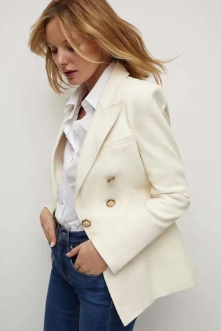 Blazer VERONICA trắng 6 khuy