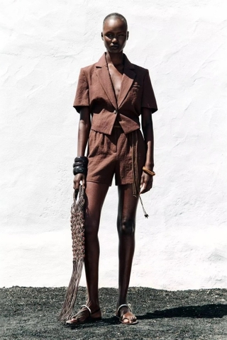 Áo sơ mi ZARA nâu cổ bẻ( có set)