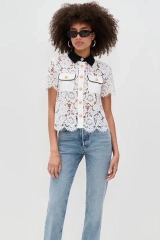 Áo SELF PORTRAIT ren cổ đen