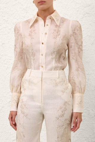 Sơ mi ZIMMERMANN hoa nâu