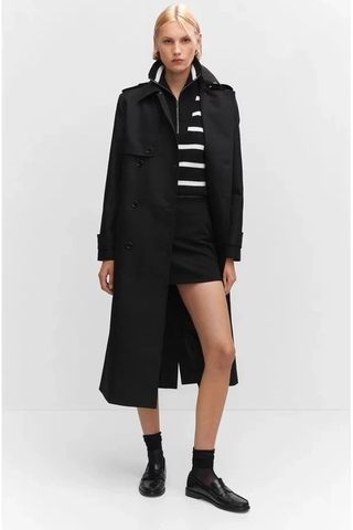 Trench coat MANGO đen 2023