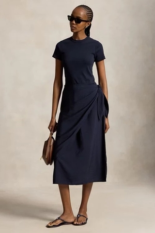 Váy RALPH LAUREN navy vạt đối xứng