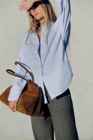 Sơ mi ZARA kẻ xanh