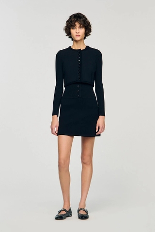 Cardigan SANDRO đen dáng crop