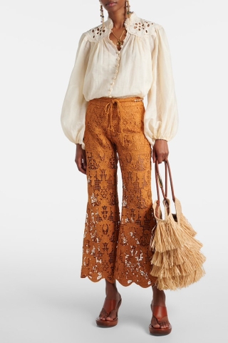 Sơ mi ZIMMERMANN kem cải ren cổ