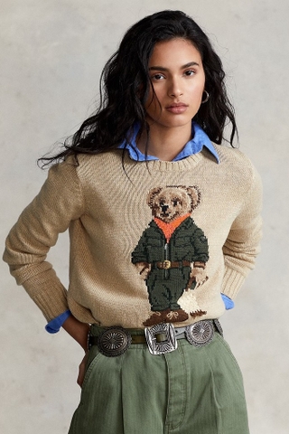 Áo len RALPH LAUREN nâu gấu khăn cam